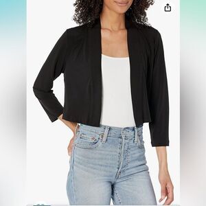 Calvin Klein Women's Long Sleeve Open front Cardigan Shrug, black, size M